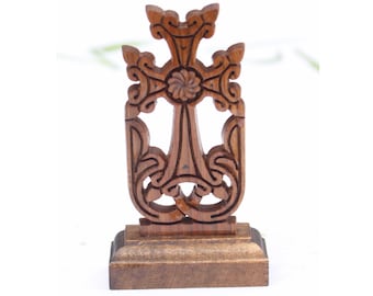 GOOD DEAL!!!!! Cross wooden KHACHKAR cross for table, desk engraved cross!!!!!!!!!!!!