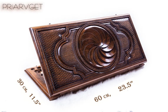 BACKGAMMON Wooden BOARD SET Game Armenian Infinity Ornament | Etsy