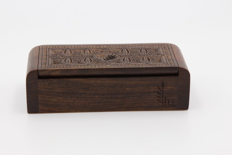Nice Jewelry box for gift carved woodcarving handmade jewelry box with ornaments gift for women for girl Armenian master walnut wood