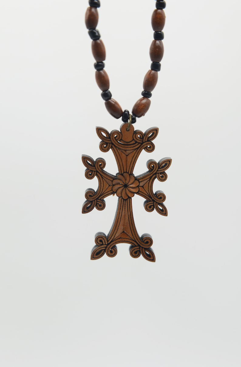 Cross Wooden Necklace Pendant Hand Made Walnut Wood ARMENIA Etsy