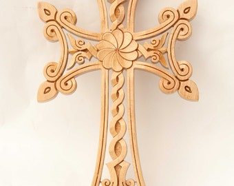 Cross wooden wall decor Hand Made walnut Wood ARMENIA souvenir Christian crosefix carving engraved