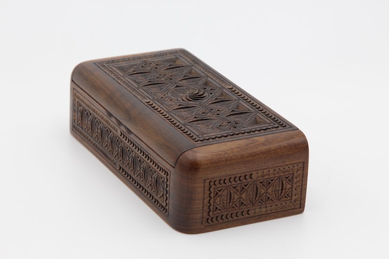 Nice Jewelry box for gift carved woodcarving handmade jewelry box with ornaments gift for women for girl Armenian master walnut wood