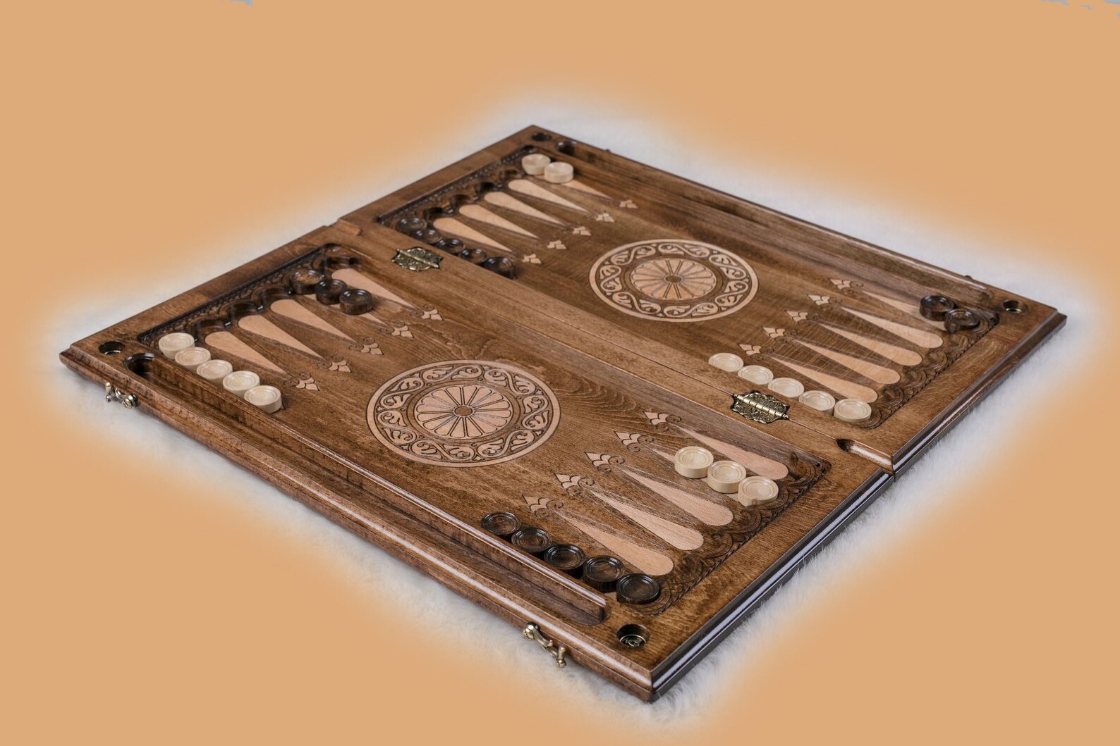 Armenian BACKGAMMON wooden SET BOARD Game Tree Pomegranates Etsy