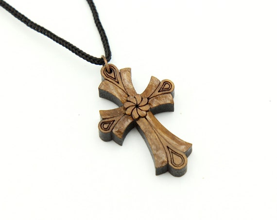 Small Wooden Cross Christianity Necklace Pendant Chain wood crucifix  Armenian