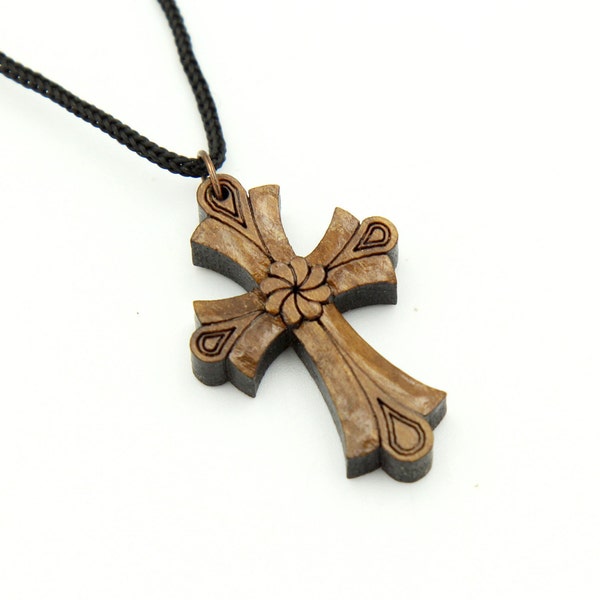 Wooden cross pendant, Neck cross made of wood, carved wooden cross, cross necklace, Armenian gifts, handmade Christian gift, necklace wood