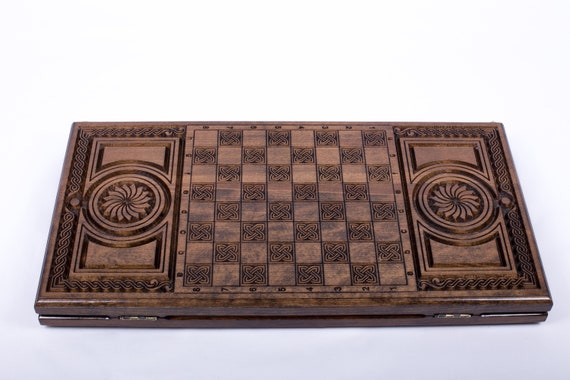 Backgammon in legno-gioco da tavolo set-ARMENO NARDY scacchi legno scolpita a mano 
