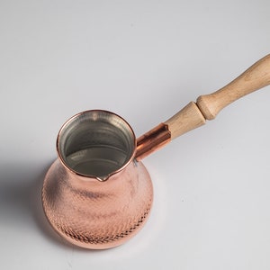 Copper Coffee Pot Maker, Jazzve, Cezve Ibrik, Armenia Jezve Jazve wooden handle ARMENIAN coffee maker, handmade, turka, personalized image 2