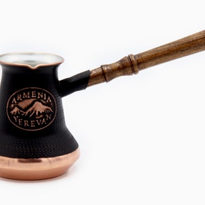 Coffee Pot Maker Copper Jazzve Turkish Cezve Ibrik Armenia Jezve Jazve wooden handle, ARMENIAN culture coffee maker, handmade, gift, turka