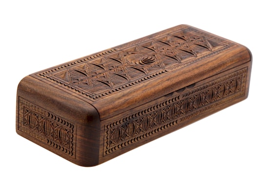 Nice Jewelry box for gift carved woodcarving handmade jewelry box with ornaments gift for women for girl Armenian master walnut wood
