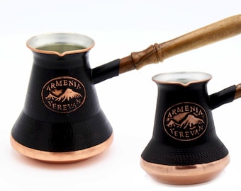 Cafetera Fabricante de ollas Cobre Jazzve turco Cezve Ibrik Armenia Jezve Jazve mango de madera, cafetera de la cultura ARMENIA, hecho a mano, regalo, turka