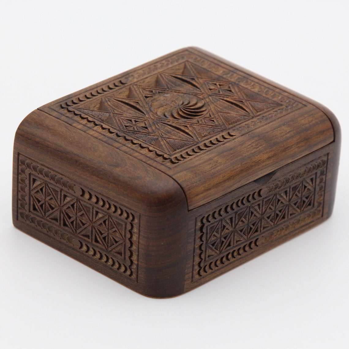 Boîte à Bijoux En Bois Massif Pour Bagues - Portable, Couvercle Aimanté, Ouverture 180° - Cadeau Romantique