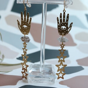 Palmistry Witch Brass Earrings