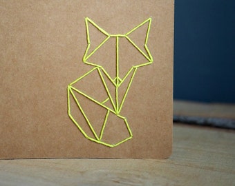 Hand embroidered Moleskine notebook A5 with origami-Fox