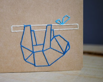 Hand embroidered Moleskine notebook A5 with origami sloth