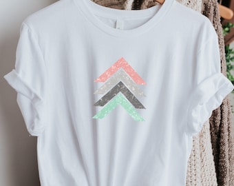 Modern Abstract Chevron T-Shirt for Women. Minimalist Geometric Triangle Graphic Tee. Simple Cool Street Style Abstract Design Shirt.