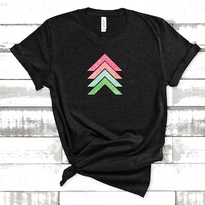 Modern Abstract Chevron T-Shirt for Women. Minimalist Geometric Triangle Graphic Tee. Simple Cool Street Style Abstract Design Shirt.