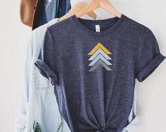 Modern Abstract Chevron T-Shirt for Women. Minimalist Geometric Triangle Graphic Tee. Simple Cool Street Style Abstract Design Shirt.