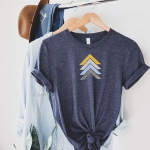 Modern Abstract Chevron T-Shirt for Women. Minimalist Geometric Triangle Graphic Tee. Simple Cool Street Style Abstract Design Shirt.