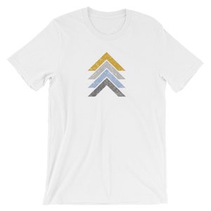 Modern Abstract Chevron T-Shirt for Women. Minimalist Geometric Triangle Graphic Tee. Simple Cool Street Style Abstract Design Shirt. White