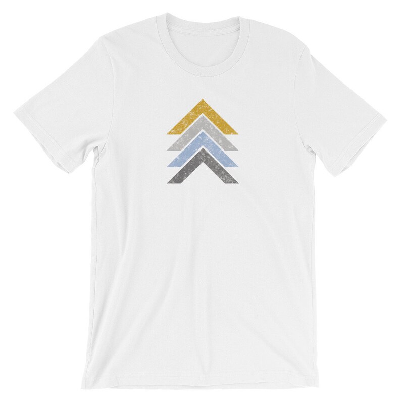 Modern Abstract Chevron T-Shirt for Women. Minimalist Geometric Triangle Graphic Tee. Simple Cool Street Style Abstract Design Shirt. White
