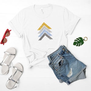 Modern Abstract Chevron T-Shirt for Women. Minimalist Geometric Triangle Graphic Tee. Simple Cool Street Style Abstract Design Shirt. image 3