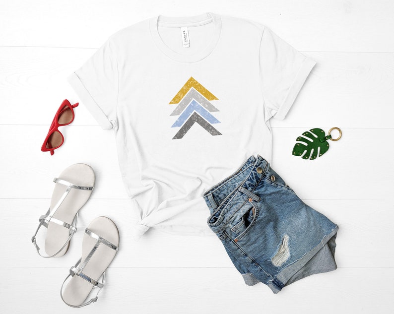 Modern Abstract Chevron T-Shirt for Women. Minimalist Geometric Triangle Graphic Tee. Simple Cool Street Style Abstract Design Shirt. image 3