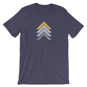 Modern Abstract Chevron T-Shirt for Women. Minimalist Geometric Triangle Graphic Tee. Simple Cool Street Style Abstract Design Shirt. Heather Midnight Nav