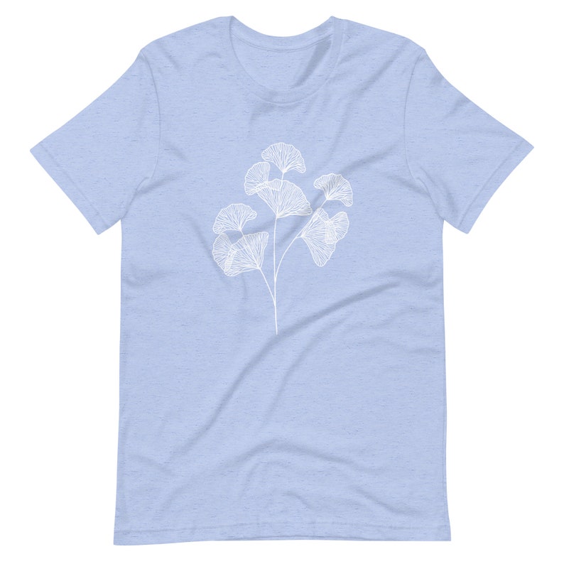 Gingko Leaf Tshirt, Botanical Nature Tshirt, Leaf Tshirt, Boho Womens Tee, Navy Tshirt, Cute Nature Shirt, Minimalist Tshirt, Botanical Tee image 6