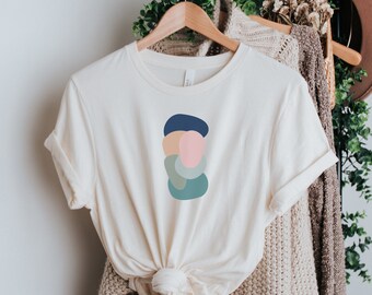 Geometric TShirt, Minimalist TShirt, Abstract Organic Art T Shirt, Cool Blue Stones, Graphic T Shirt, Boho TShirt, Blue Green Modern T Shirt