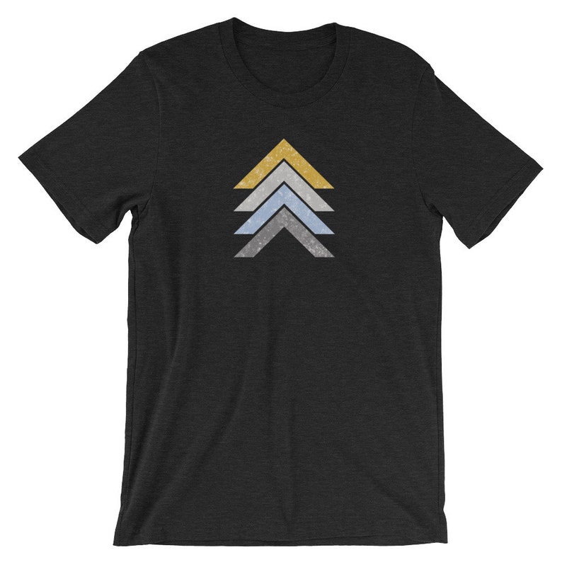 Modern Abstract Chevron T-Shirt for Women. Minimalist Geometric Triangle Graphic Tee. Simple Cool Street Style Abstract Design Shirt. Black Heather