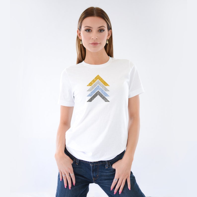 Modern Abstract Chevron T-Shirt for Women. Minimalist Geometric Triangle Graphic Tee. Simple Cool Street Style Abstract Design Shirt. image 4