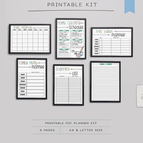 Digital A1 Family Wall Planner Month Week Calendar Command Etsy