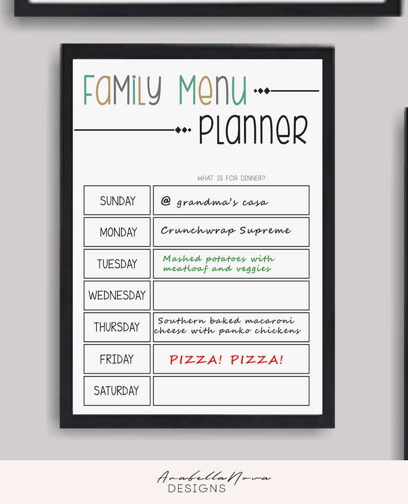 Wall Family Planner Printable Family Organizer Monthly Etsy