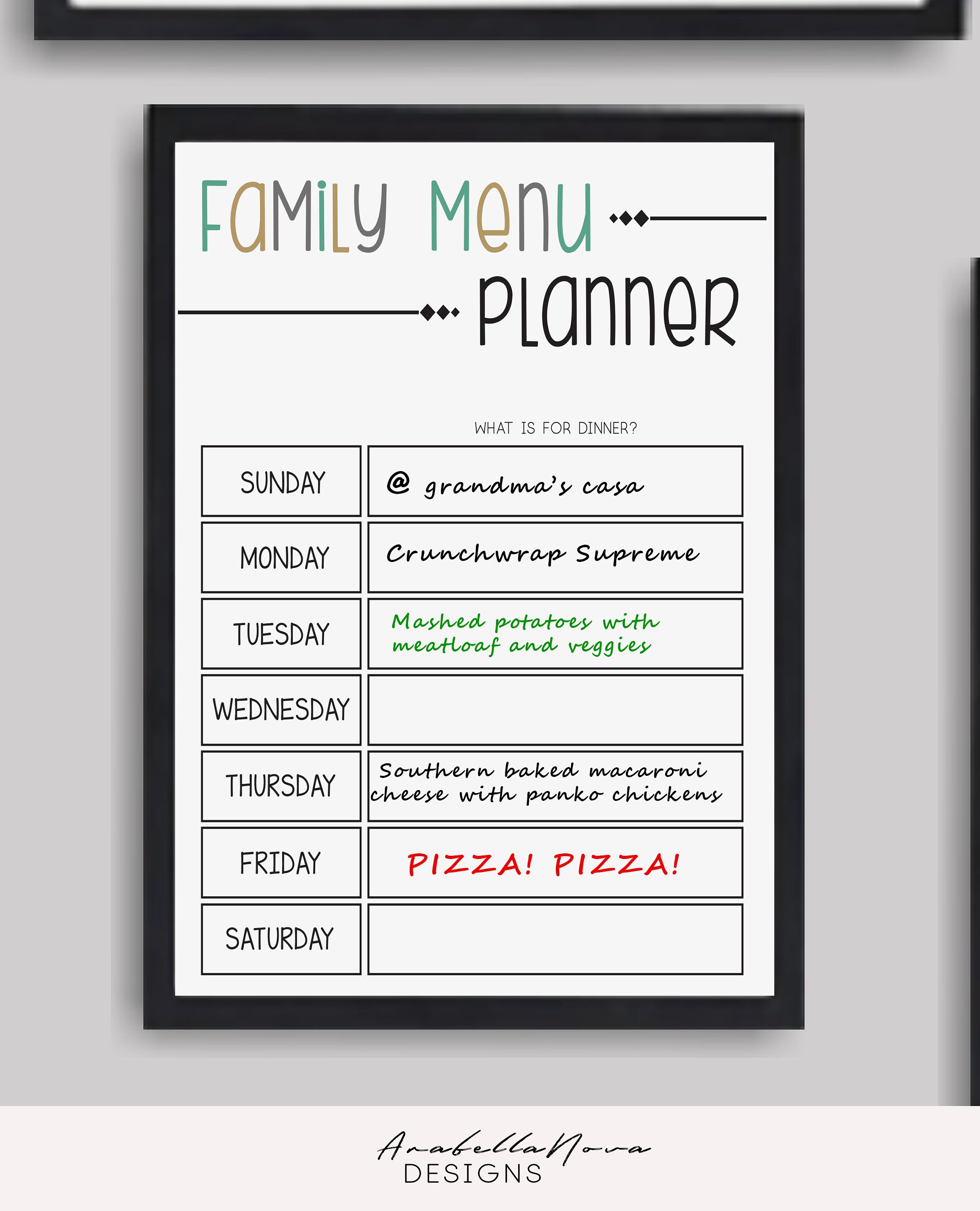Wall Family Planner Printable Family Organizer Monthly Etsy UK