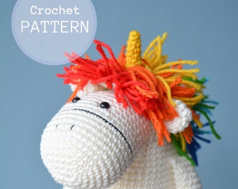 The Little Rainbow Unicorn crochet PATTERN- magic mane, emotions, play therapy, doll