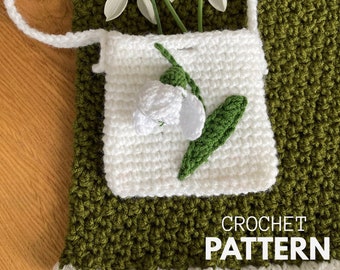 Snowdrop flower mini-tote bag - Crochet PATTERN