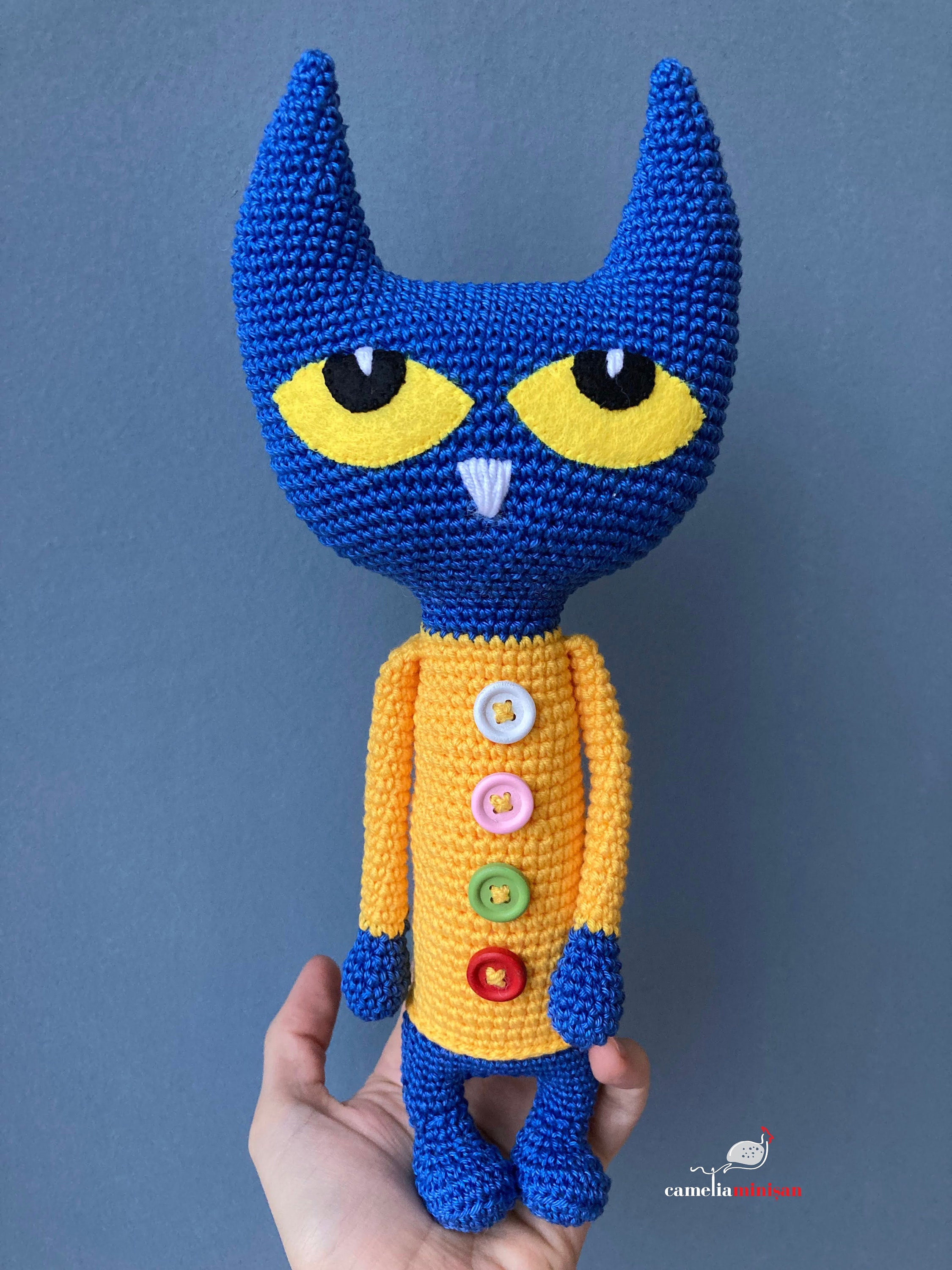 Crochet Blue Cat PATTERN. Amigurumi Tutorial. Pete the Famous Blue