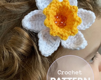 Daffodil Flower Hair Clip - CROCHET PATTERN