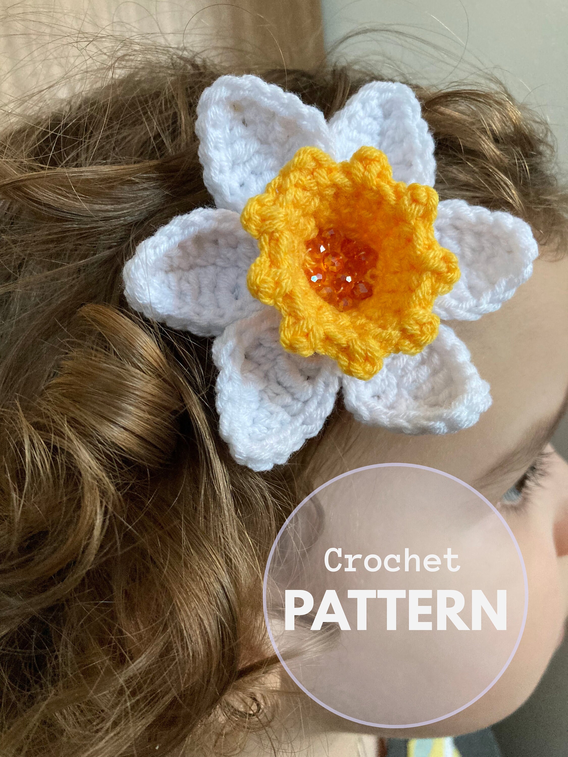 Daffodil Flower Hair Clip - CROCHET PATTERN