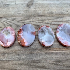 Moroccan Seam Agate Drilled Oval Beads Natural Smooth Polished Drilled Moroccan Agate Flat Oval Beads
