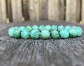 Pulsera de cuentas de variscita de alta calidad, 8 mm, con piedras preciosas de variscita, unisex, regalo, antiestrés