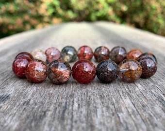 Pulsera de cuarzo con jardín escénico de alta calidad, gruesa, con inclusión de lodolita de 12 mm, pulsera de cuarzo paisajístico, pulsera de regalo