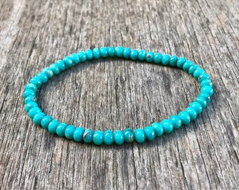 Campitos Turquoise Rondelle Bracelet High Grade 5mm Campitos Turquoise Round Rondelle Gemstone Bracelet Electric Blue Campitos Turquoise