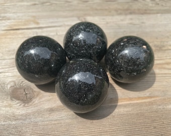 Very Large Nuummite Spheres Natural Smooth Polished 35-40mm Undrilled Nuummite Balls Greenland Nuummite Round Undrilled  Nuummite Marbles