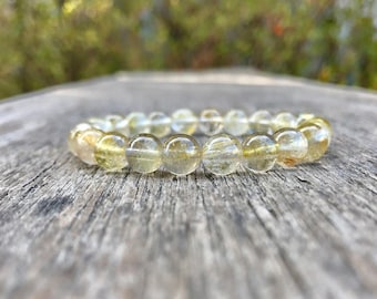Dainty Golden Rutile Quartz Bracelet  7mm Golden Hair Quartz Bracelet Golden Rutilated Quartz Gift Bracelet Stack Bracelet