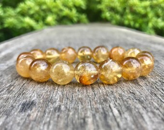 Chunky Translucent Yellow Calcite Bracelet 12mm Yellow Calcite Bracelet Honey Calcite Bracelet Stack Bracelet Unisex Bracelet Gift Bracelet