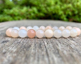 Roze getinte aventurijn armband 8 mm multi-tint licht perzik avonturijn kralen edelsteen armband roze stenen stapel armband uniseks armband