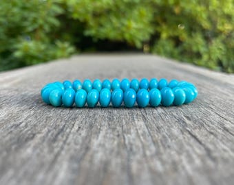 Rare Sleeping Beauty Turquoise Rondelle Bracelet Genuine 8mm Sky Blue Sleeping Beauty Turquoise Beaded Gemstone Bracelet Gift Bracelet