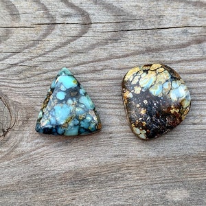Seven Dwarfs Turquoise Cabochon Natural Fine Polished Turquoise Cab Backed 7D Turquoise Cab Multi-toned Rectangular Shape Turquoise Cabochon