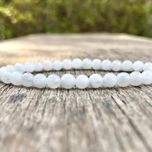 Very Dainty White Moonstone Bracelet Grade A 5mm Blue Color Flash Moonstone Gemstone Bracelet Stack Bracelet Unisex Bracelet Gift Bracelet